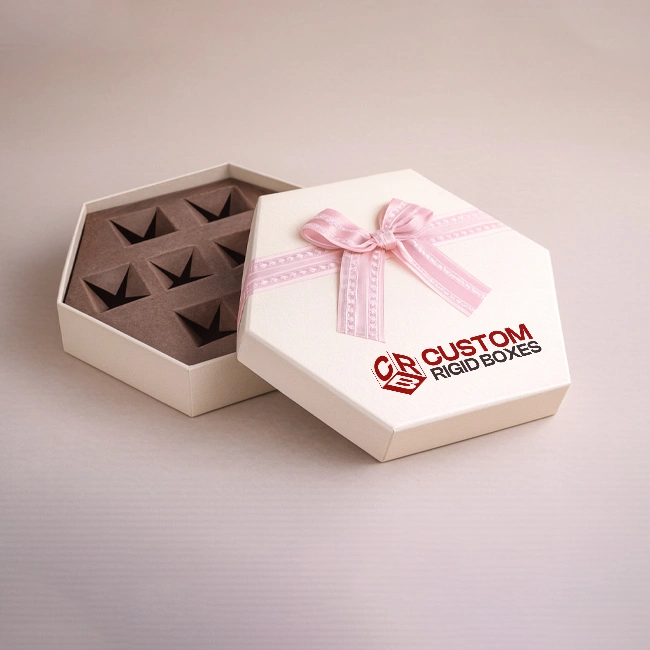 Rigid Hexagon Box With Ribbion